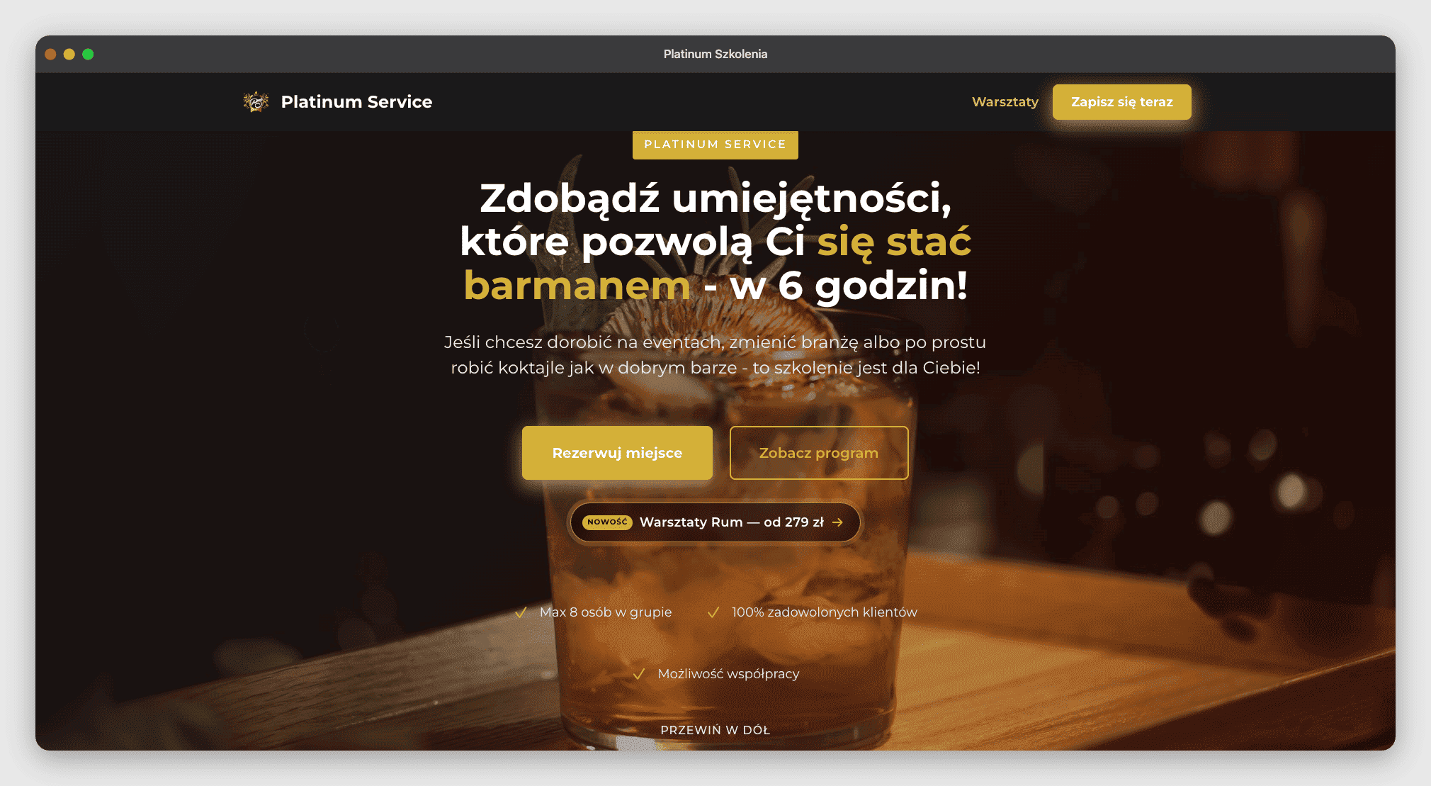 Platinum Szkolenia - strona internetowa wykonana przez SysioIT
